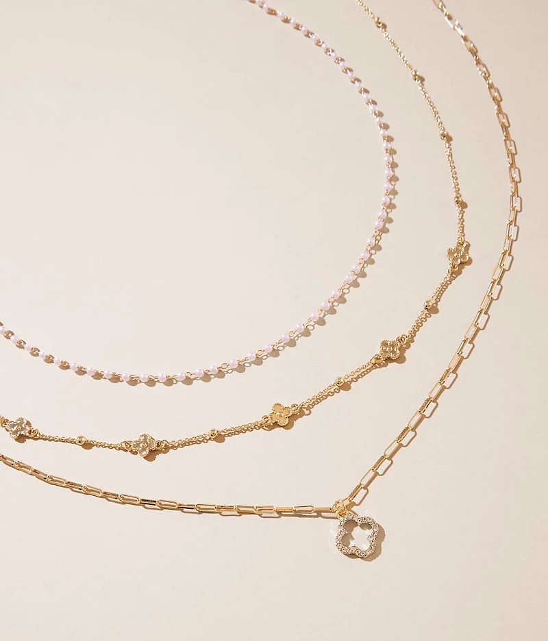 3 Pack Clover Necklace Set
