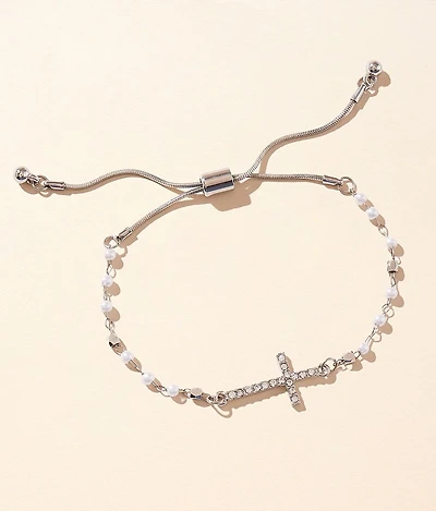 Rhinestone Cross Slider Bracelet
