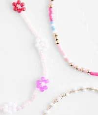 3 Pack Floral Anklet Set