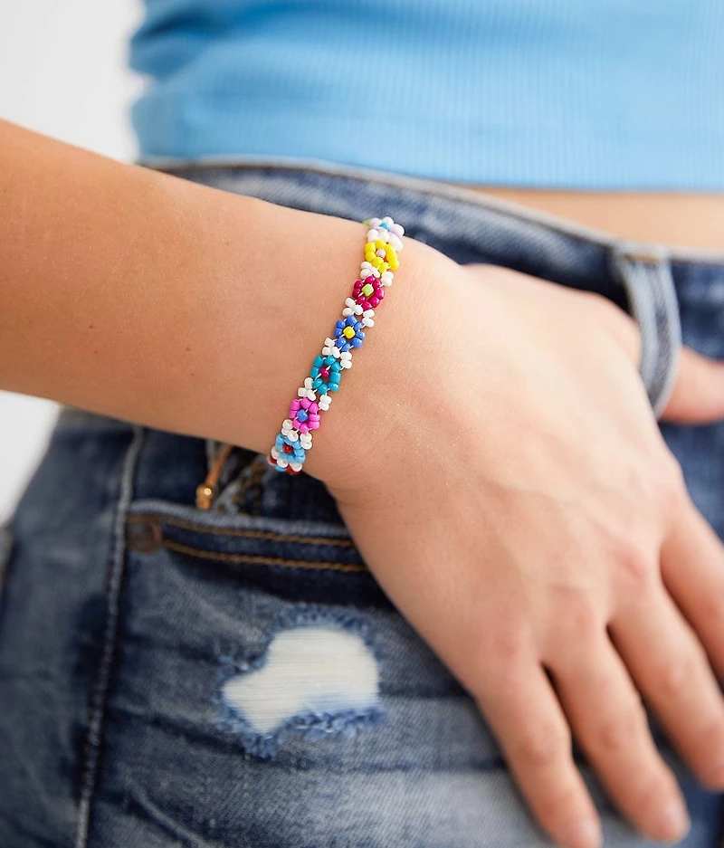 Seed Bead Floral Bracelet