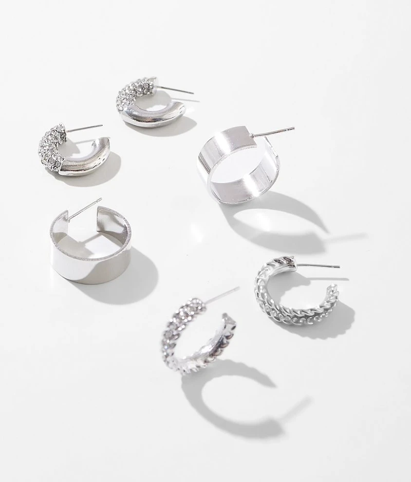 3 Pack Mixed Hoop Earring Set