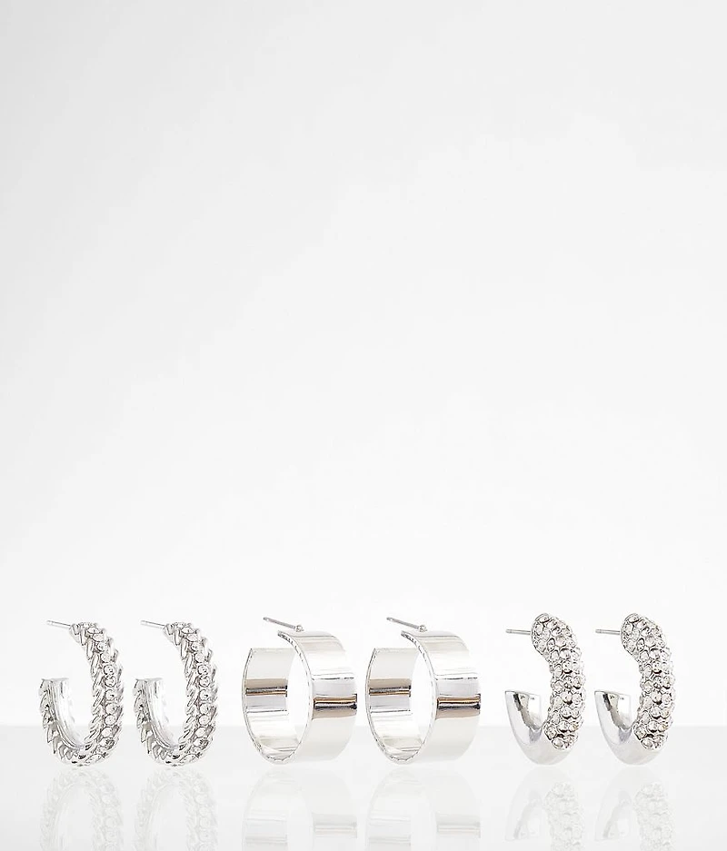 3 Pack Mixed Hoop Earring Set