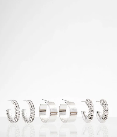 3 Pack Mixed Hoop Earring Set