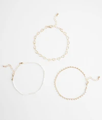 3 Pack Heart Ankle Bracelet Set