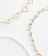 3 Pack Heart Ankle Bracelet Set