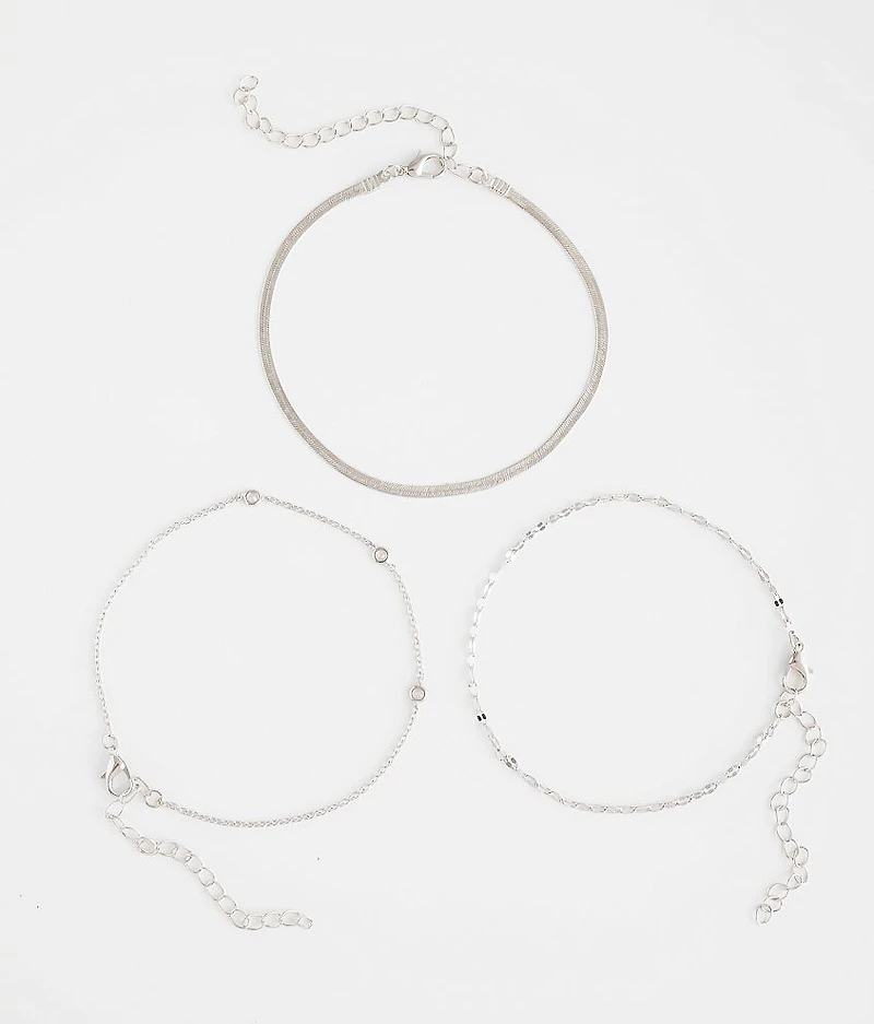 3 Pack Chain Anklet Set