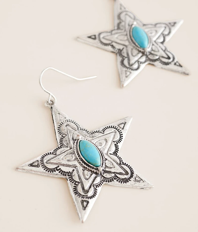 Turquoise Western Star Drop Earring