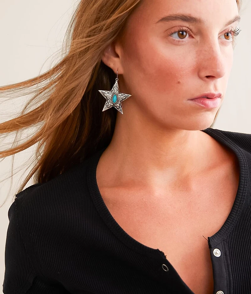 Turquoise Western Star Drop Earring