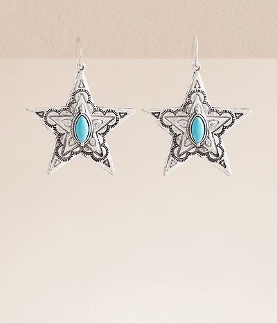 Turquoise Western Star Drop Earring