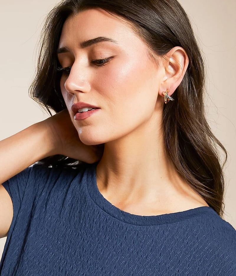 Mixed Metal Hoop Earring