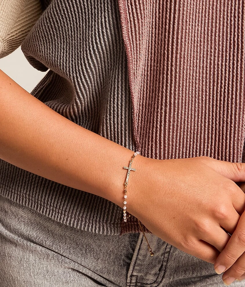 Glitz Cross Slider Bracelet