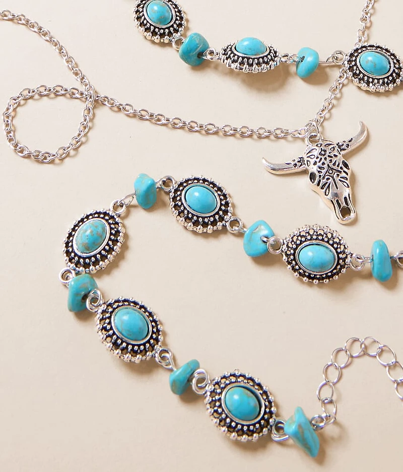 2 Pack Steer Necklace Set