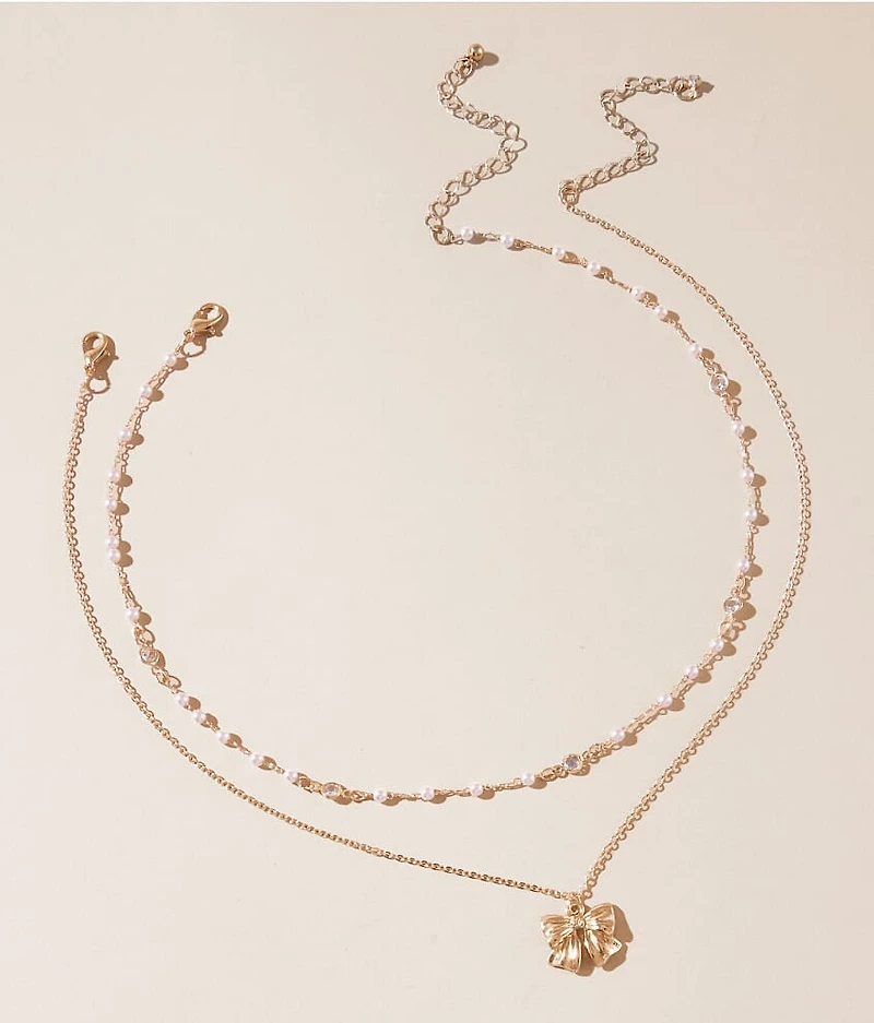 2 Pack Bow Necklace Set