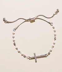 Faux Pearl Cross Bracelet