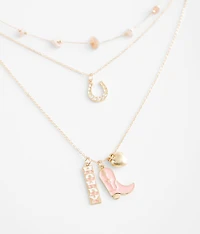 3 Pack Western Charm Necklace Set