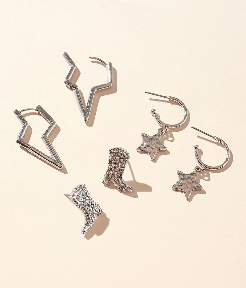 3 Pack Western Earring Set