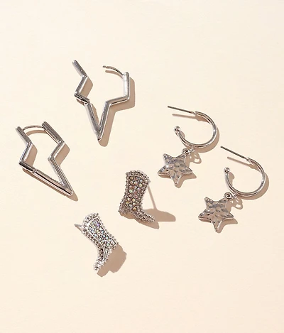 3 Pack Western Earring Set