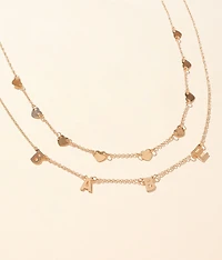 2 Pack Babe & Hearts Charm Necklace Set