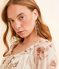 Stone Fringe Drop Earring