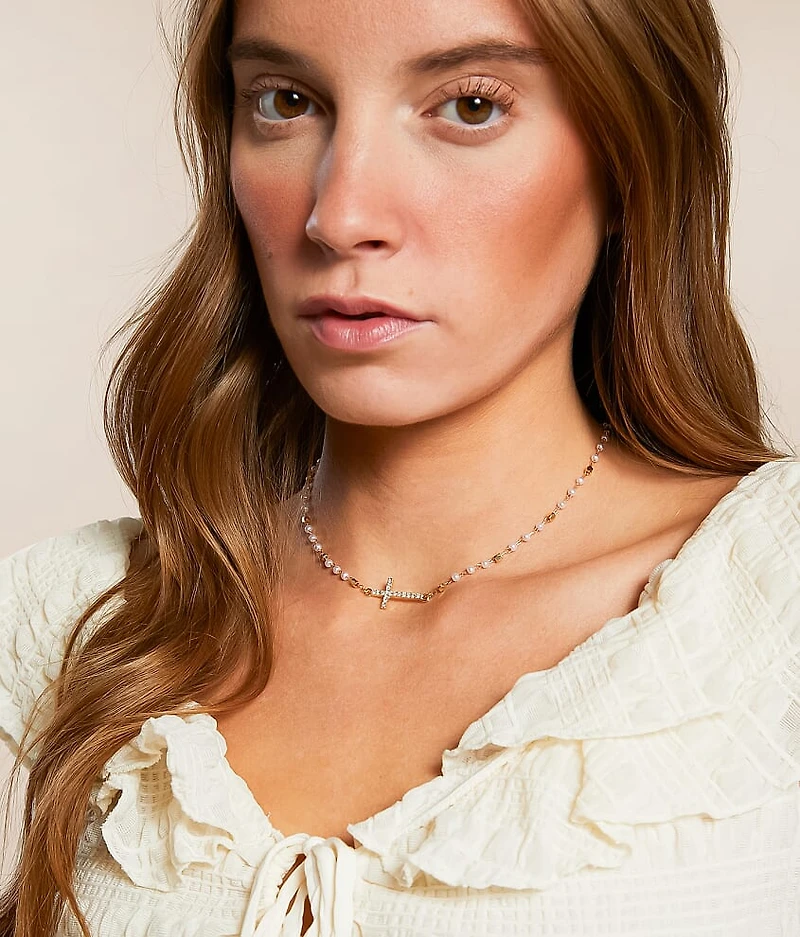 Rhinestone Cross Necklace