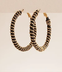 Shot Bead Wrapped Hoop Earring