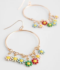 Flower Hoop Drop Earring