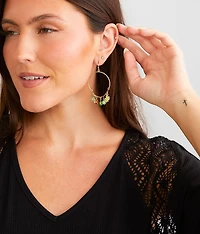 Flower Hoop Drop Earring
