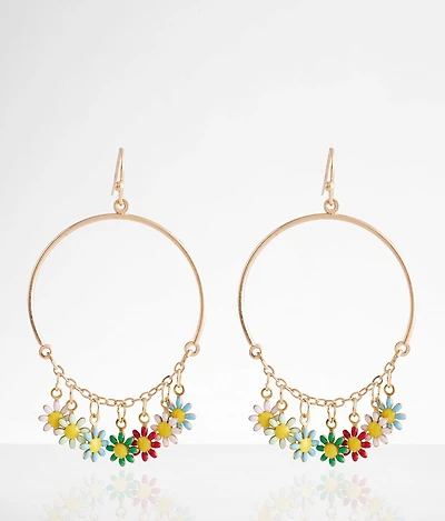 Flower Hoop Drop Earring
