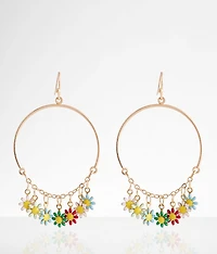 Flower Hoop Drop Earring
