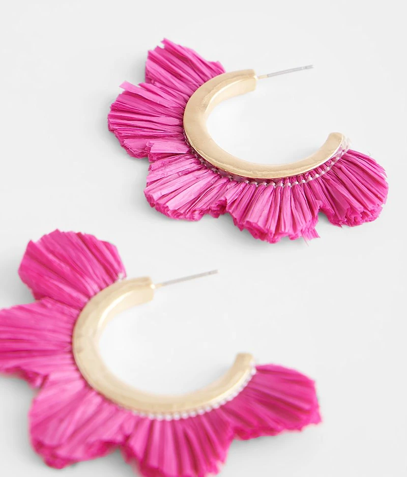 Rafia Floral Hoop Earring