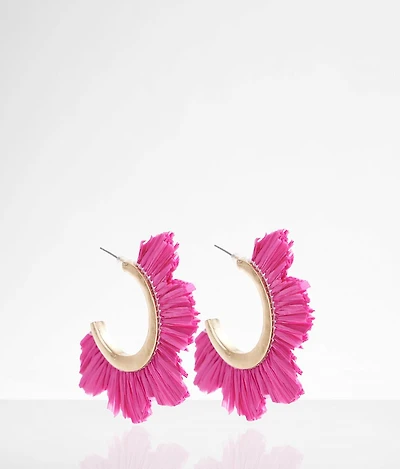 Rafia Floral Hoop Earring