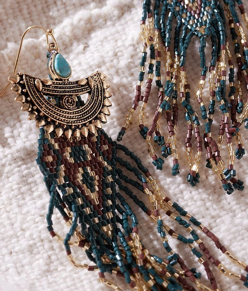 Seed Bead Fringe Earring