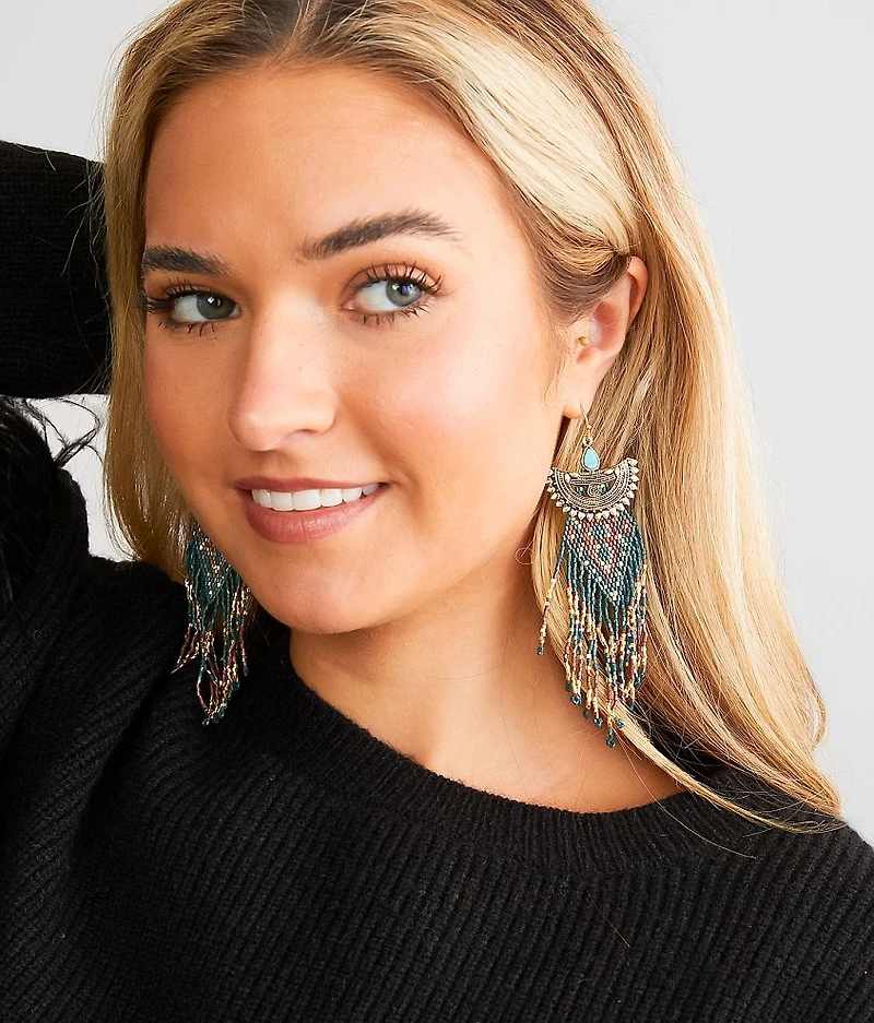 Seed Bead Fringe Earring