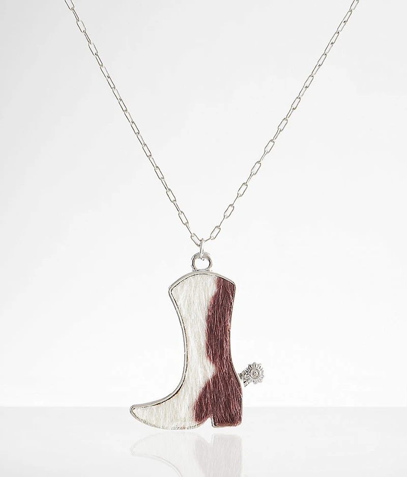 Faux Fur Cowboy Boot Necklace