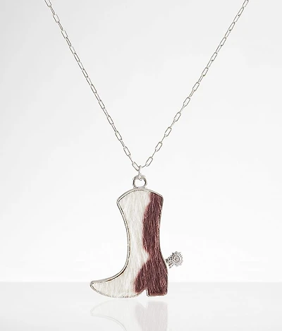 Faux Fur Cowboy Boot Necklace