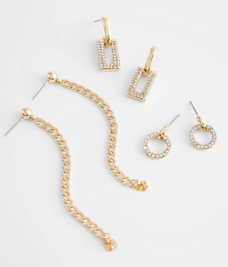 3 Pack Glitz Earring Set