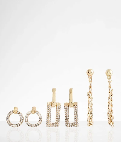 3 Pack Glitz Earring Set