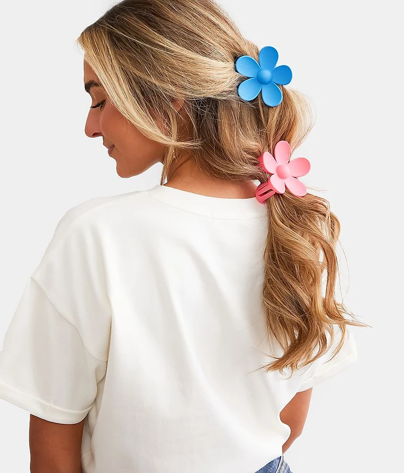 2 Pack Flower Hair Claw Clip Set