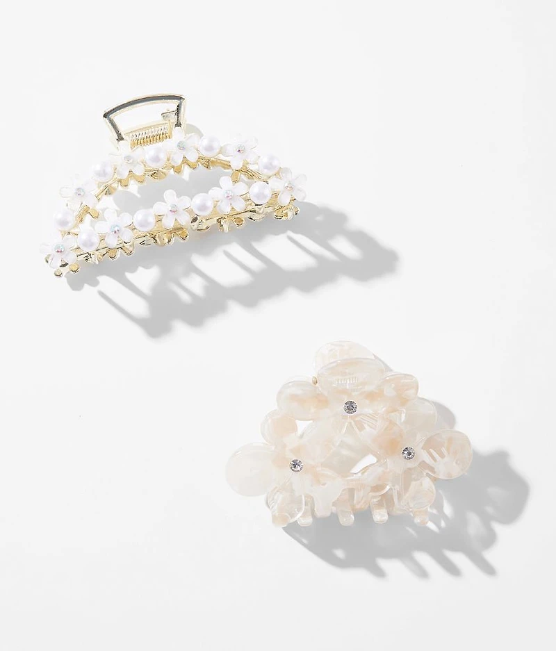 2 Pack Floral Glitz Hair Claw Clips
