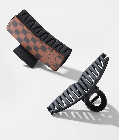 2 Pack Checker Hair Claw Clips
