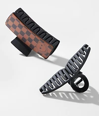 2 Pack Checker Hair Claw Clips