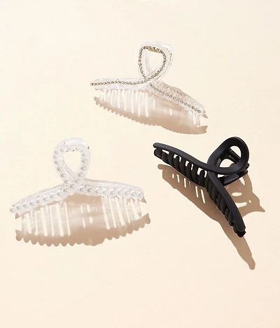 3 Pack Glam Hair Claw Clips