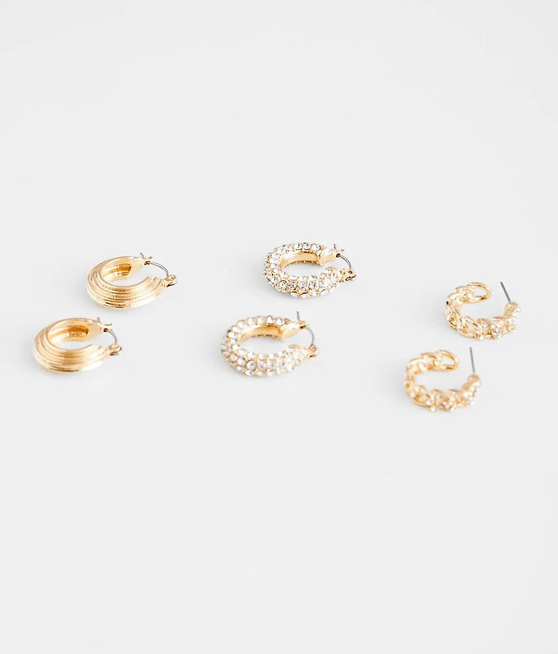 3 Pack Hoop Earring Set