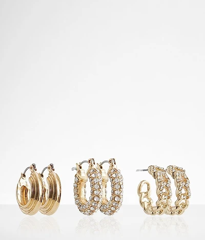 3 Pack Hoop Earring Set