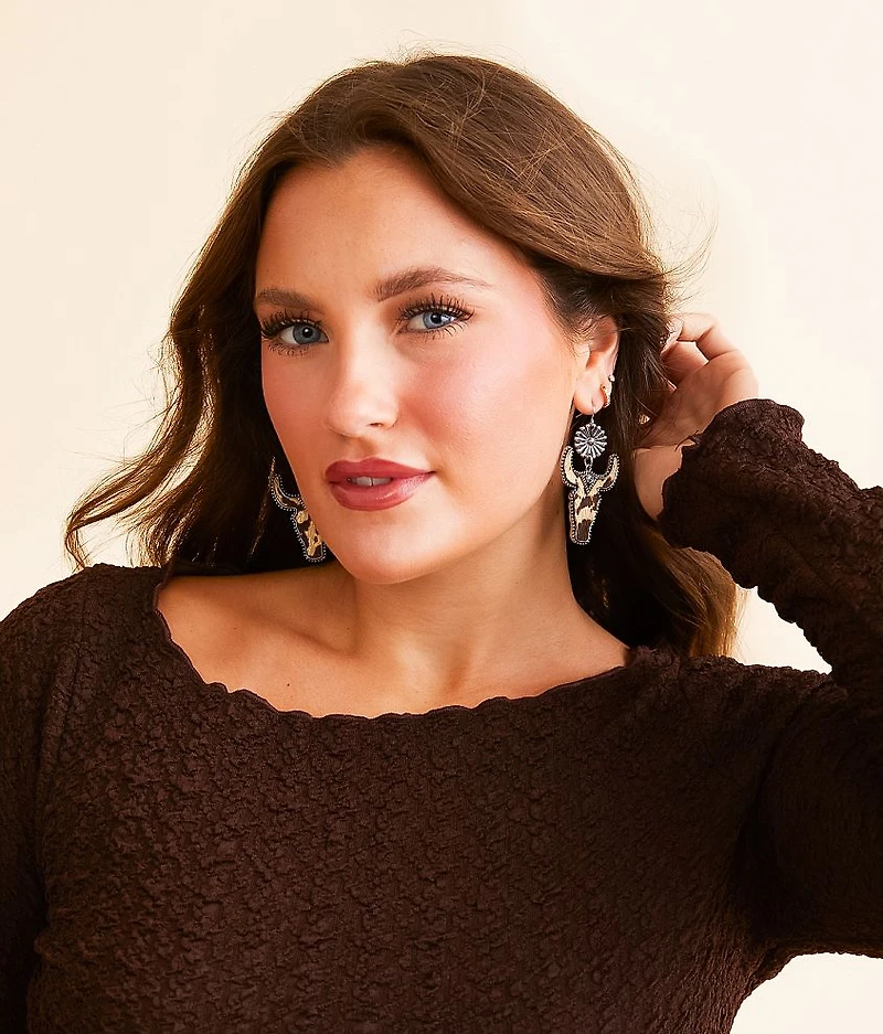 Western Steer Drop Earring