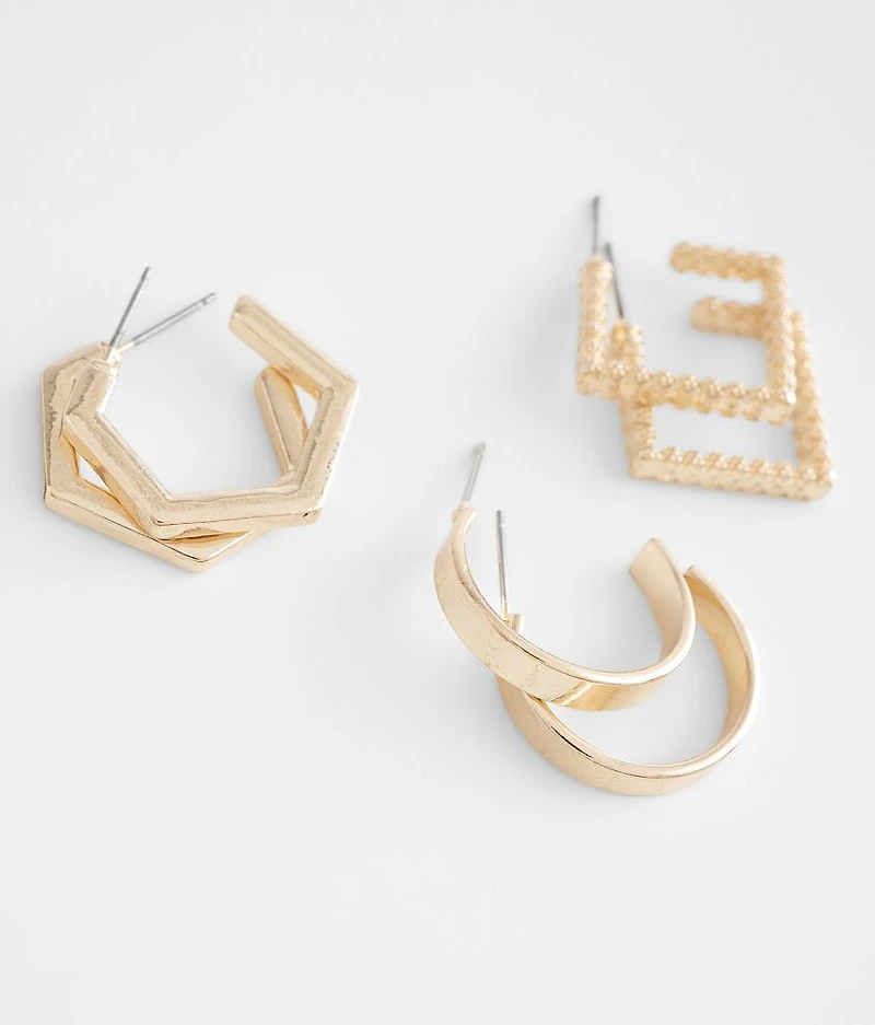 3 Pack Hoop Earring Set
