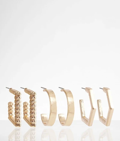 3 Pack Hoop Earring Set