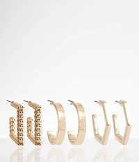3 Pack Hoop Earring Set
