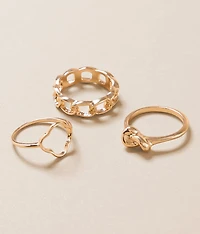 3 Pack Glam Ring Set