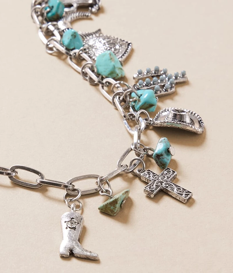 Turquoise Stone & Charm Bracelet